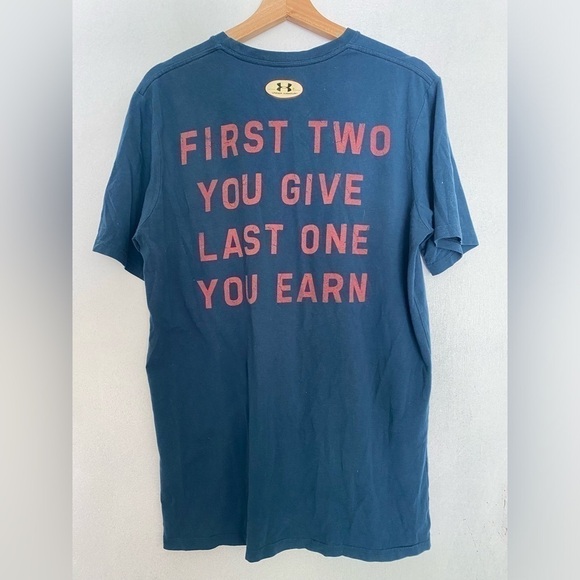 UNDER ARMOUR HEATGEAR BLOOD SWEAT RESPECT BLUE SHIRT MENS SIZE MEDIUM - Picture 3 of 3